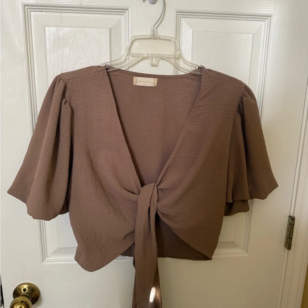 Brown Tie-Front Women's Top altard state